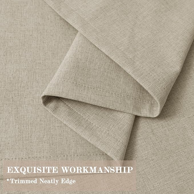 100% Blackout Linen Textured Drapes for Bedroom Pinch Pleated Curtains for Track System Portable Drapery for Sliding Glass Door/Storage/Space Room Divider, 70" Wx84 L, 1 PC, Beige