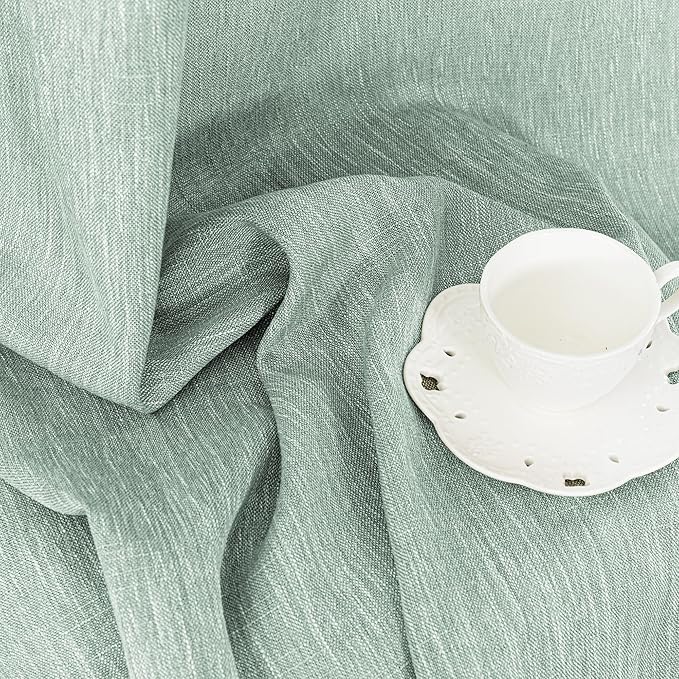 MYSKY HOME Living Room Curtains for Windows Semi Sheer Curtains 90 Inch Length Boho Room Decor Sliding Glass Patio Doorways Light Filtering Privacy Protect Soft Texture, Aqua, 50" x 90", 2 Panels