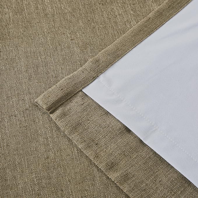 Vision Home Brown Pinch Pleated Full Blackout Curtains Linen Blended 60" Wide Thermal Insulated Window Panels 95 inch for Bedroom Living Room Darkening Pleat Drapes with Hooks Back Tab 60" Wx95 Lx1