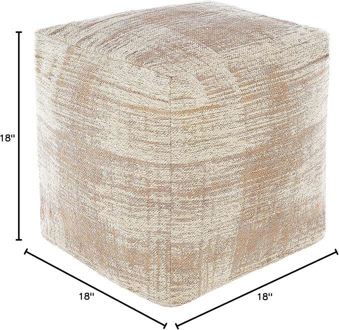 Mark&Day Pouf Ottoman, Puchenstuben Modern Taupe Cube Pouf Foot Rest for Living Room, Bedroom and Boho Home Decor (18"x18"x18")