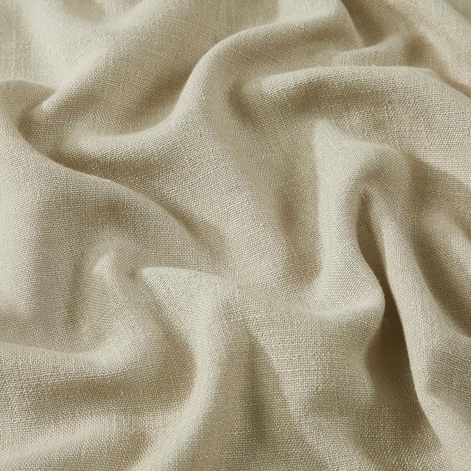 Vision Home Sand Pinch Pleated Full Blackout Curtains Linen Blended Room Darkening Window Curtains 112 inch for Living Room Bedroom Thermal Insulated Pinch Pleat Drapes with Hooks 60" Wx112 Lx1