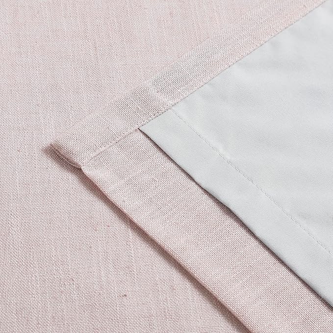 Vision Home Soft Pink Pinch Pleated Full Blackout Curtains Linen Blended Room Darkening Window Panels 95 inch for Living Room Bedroom Thermal Insulated Pinch Pleat Drapes with Hooks 60" Wx95 Lx1