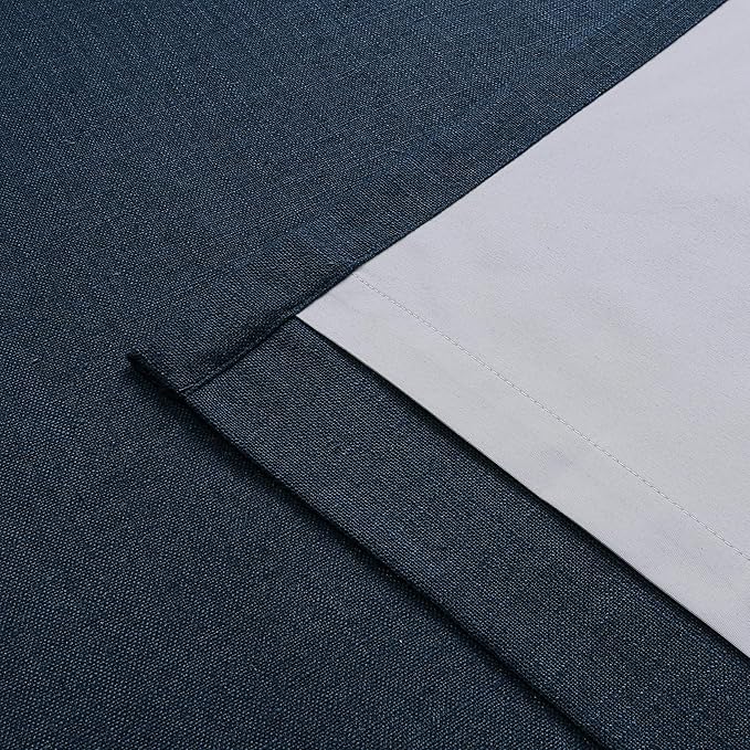 Vision Home Navy Blue Pinch Pleated Full Blackout Curtains Linen Blended Room Darkening Curtain Panels 95 inch for Living Room Bedroom Thermal Insulated Pinch Pleat Drapes with Hooks 8FT 40" Wx95 Lx2