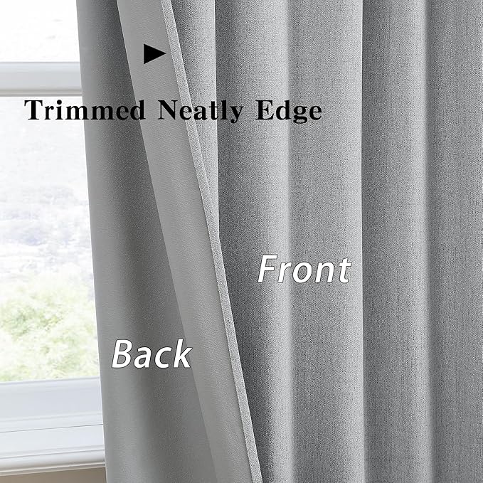 RAIN CITY Grey Blackout Curtains&Drapes 108 Inch Long, Back Tab Pinch Pleated Look Draperies with Hooks Thermal Curtains for High Living Room Sliding Door 50 Wide Set of 2