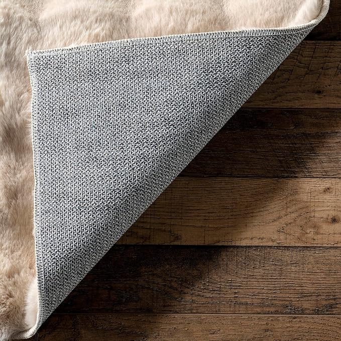 nuLOOM 7'6' x 9'6' Cozy Plush Area Rug, Machine Washable, Non-Slip, Soft Fluffy Shag Carpet for Living Room Bedroom Kids Room Nursery Home Decor, Jeni Beige