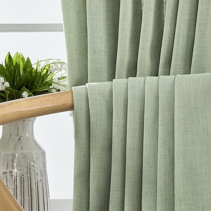 Joydeco Sage Green Curtains for Living Room, 96 Inch Curtains 2 Panel Set, Light Filtering Curtains 96 Inches Long, Living Room Curtains 2 Panel Sets