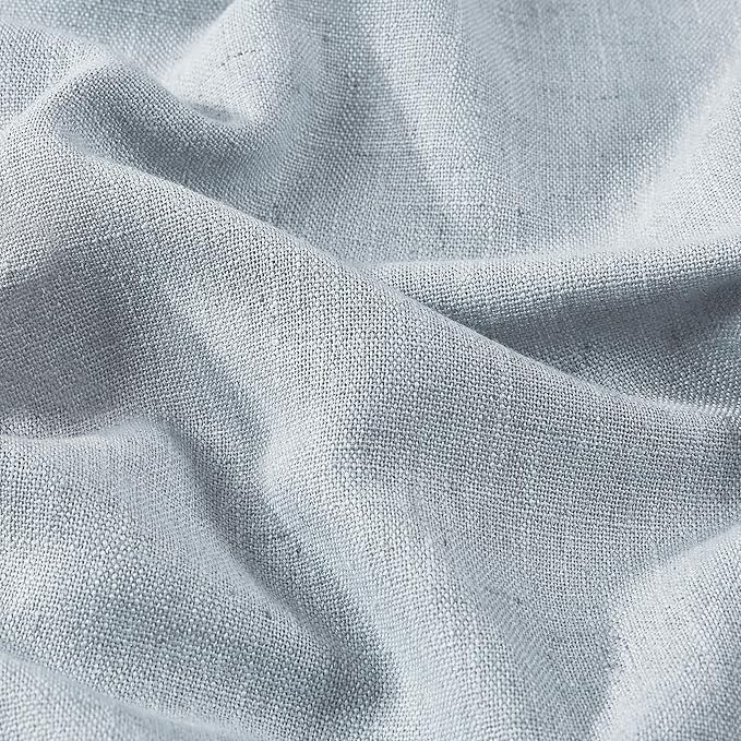 Vision Home Blue Fog Pinch Pleated Full Blackout Curtains Linen Blended Room Darkening Window Curtains 112 inch for Living Room Bedroom Thermal Insulated Pinch Pleat Drapes with Hooks 60" Wx112 Lx1