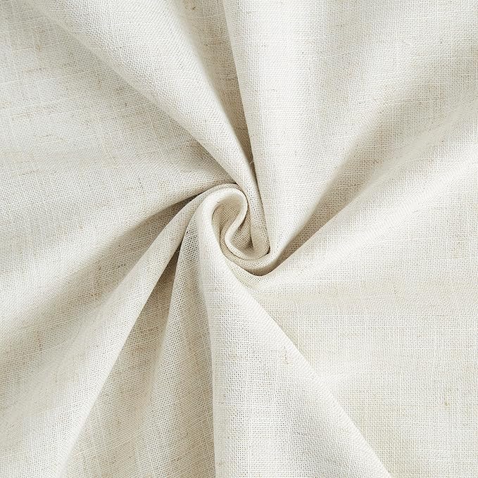 Vision Home Natural Pinch Pleated Full Blackout Curtains Linen Blended Room Darkening Window Curtains 112 inch for Living Room Bedroom Thermal Insulated Pinch Pleat Drapes with Hooks 60" Wx112 Lx1